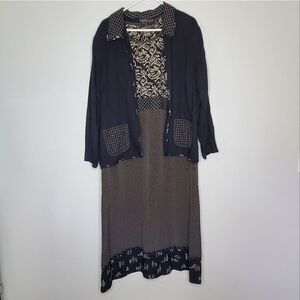 Carole Little 14 Vintage Cardigan Dress Set Black